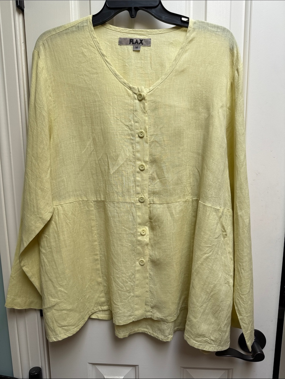 Flax Pale Lemon Linen Button-Down Women's Shirt